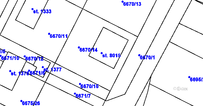 Parcela st. 8015 v KÚ Březí u Mikulova, Katastrální mapa