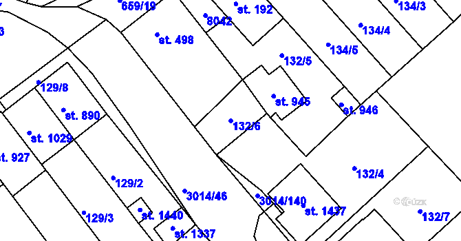 Parcela st. 132/6 v KÚ Březí u Mikulova, Katastrální mapa