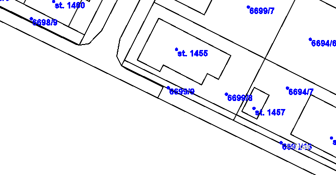 Parcela st. 6699/9 v KÚ Březí u Mikulova, Katastrální mapa