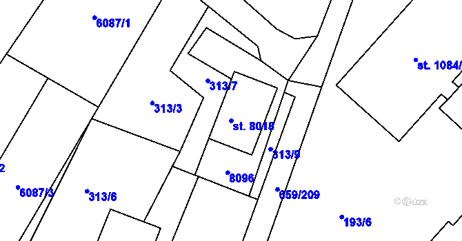 Parcela st. 8018 v KÚ Březí u Mikulova, Katastrální mapa