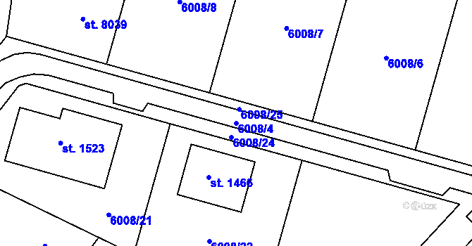 Parcela st. 6008/4 v KÚ Březí u Mikulova, Katastrální mapa