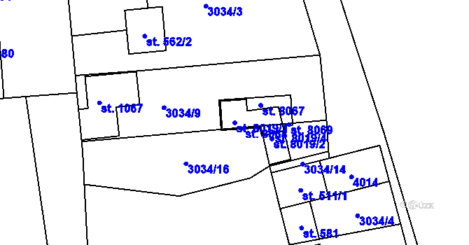 Parcela st. 8019/1 v KÚ Březí u Mikulova, Katastrální mapa