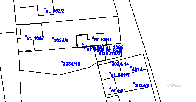 Parcela st. 8019/2 v KÚ Březí u Mikulova, Katastrální mapa