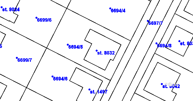 Parcela st. 8032 v KÚ Březí u Mikulova, Katastrální mapa