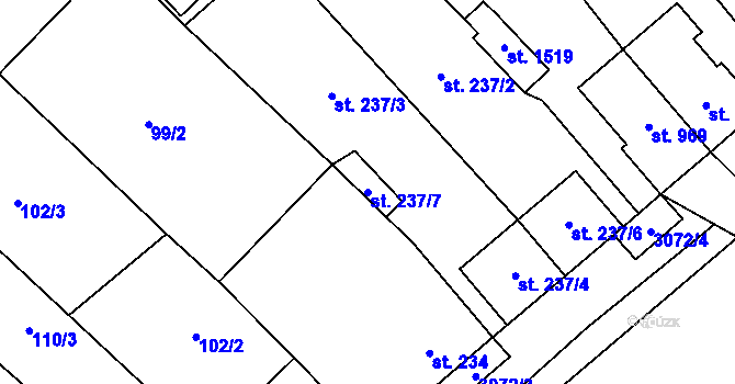 Parcela st. 237/7 v KÚ Březí u Mikulova, Katastrální mapa