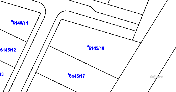 Parcela st. 6145/18 v KÚ Březí u Mikulova, Katastrální mapa