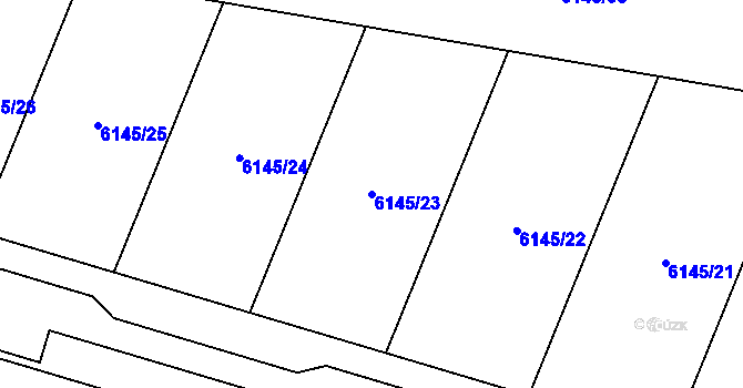 Parcela st. 6145/23 v KÚ Březí u Mikulova, Katastrální mapa