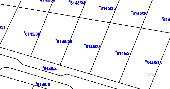 Parcela st. 6145/28 v KÚ Březí u Mikulova, Katastrální mapa