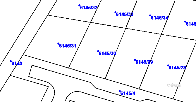 Parcela st. 6145/30 v KÚ Březí u Mikulova, Katastrální mapa
