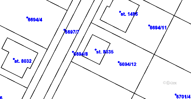Parcela st. 8035 v KÚ Březí u Mikulova, Katastrální mapa