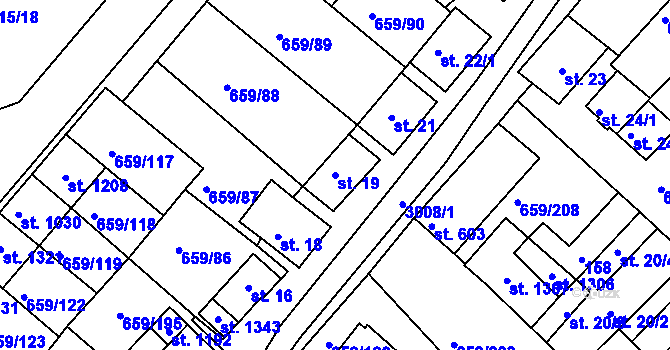 Parcela st. 19 v KÚ Březí u Mikulova, Katastrální mapa