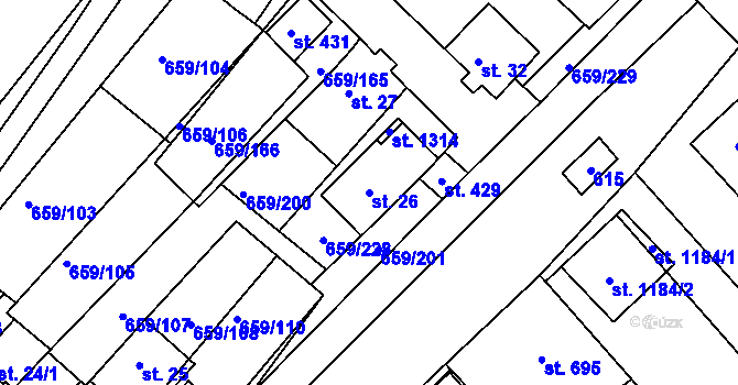 Parcela st. 26 v KÚ Březí u Mikulova, Katastrální mapa