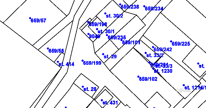 Parcela st. 29 v KÚ Březí u Mikulova, Katastrální mapa