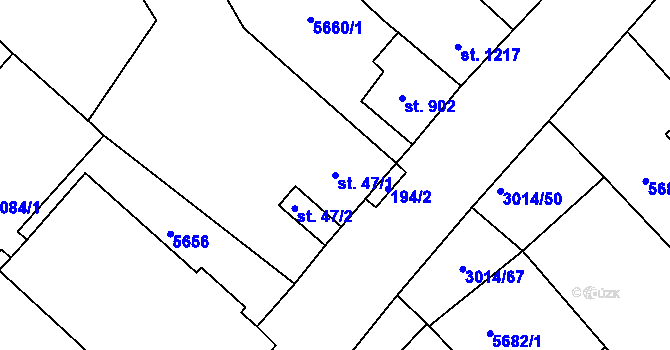Parcela st. 47/1 v KÚ Březí u Mikulova, Katastrální mapa