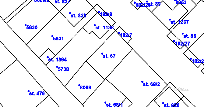 Parcela st. 67 v KÚ Březí u Mikulova, Katastrální mapa