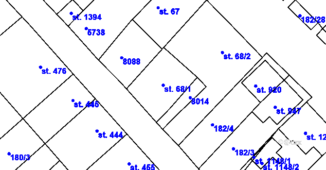 Parcela st. 68/1 v KÚ Březí u Mikulova, Katastrální mapa