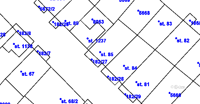 Parcela st. 85 v KÚ Březí u Mikulova, Katastrální mapa