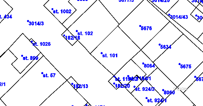 Parcela st. 101 v KÚ Březí u Mikulova, Katastrální mapa