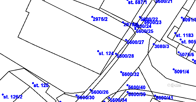 Parcela st. 124 v KÚ Březí u Mikulova, Katastrální mapa