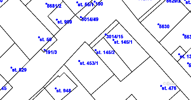 Parcela st. 145/2 v KÚ Březí u Mikulova, Katastrální mapa