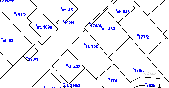 Parcela st. 152 v KÚ Březí u Mikulova, Katastrální mapa