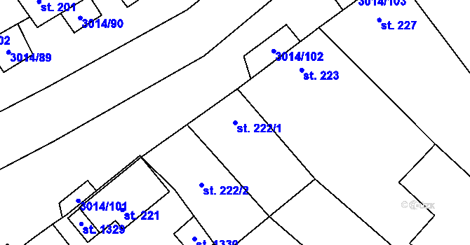 Parcela st. 222/1 v KÚ Březí u Mikulova, Katastrální mapa
