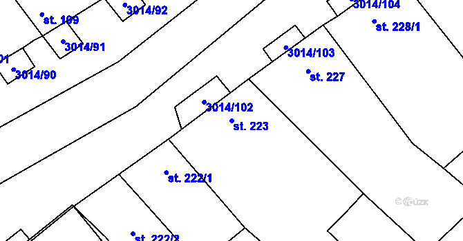Parcela st. 223 v KÚ Březí u Mikulova, Katastrální mapa