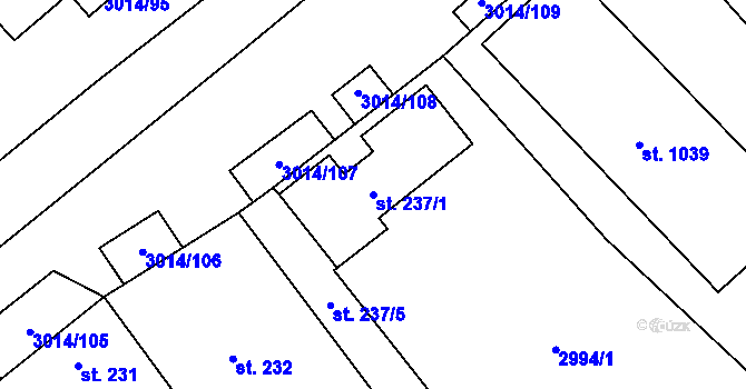 Parcela st. 237/1 v KÚ Březí u Mikulova, Katastrální mapa