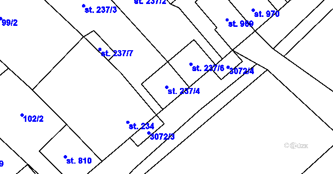 Parcela st. 237/4 v KÚ Březí u Mikulova, Katastrální mapa