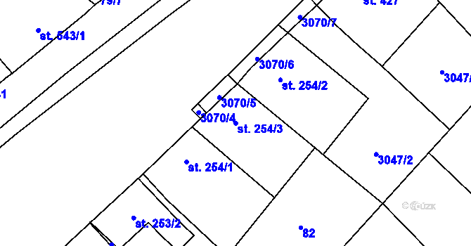 Parcela st. 254/3 v KÚ Březí u Mikulova, Katastrální mapa