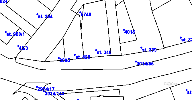 Parcela st. 340 v KÚ Březí u Mikulova, Katastrální mapa