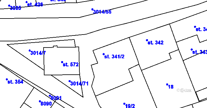 Parcela st. 341/2 v KÚ Březí u Mikulova, Katastrální mapa