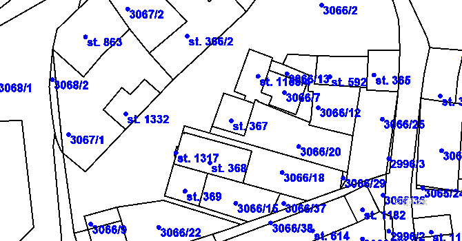 Parcela st. 367 v KÚ Březí u Mikulova, Katastrální mapa