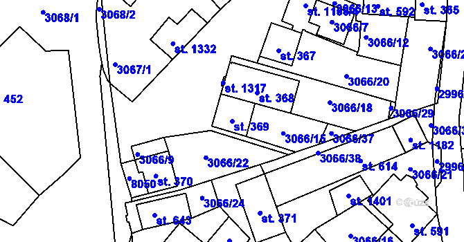 Parcela st. 369 v KÚ Březí u Mikulova, Katastrální mapa