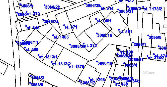 Parcela st. 372 v KÚ Březí u Mikulova, Katastrální mapa