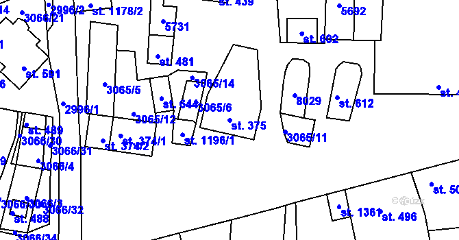 Parcela st. 375 v KÚ Březí u Mikulova, Katastrální mapa