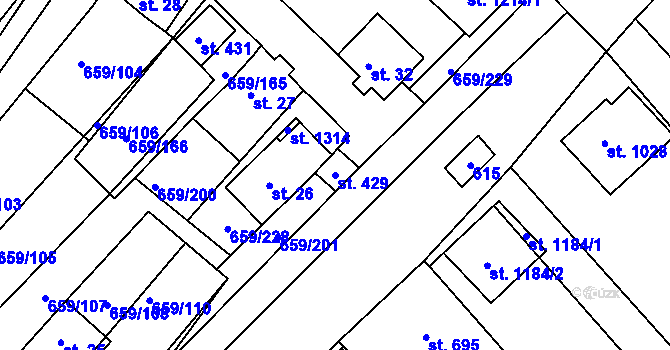 Parcela st. 429 v KÚ Březí u Mikulova, Katastrální mapa