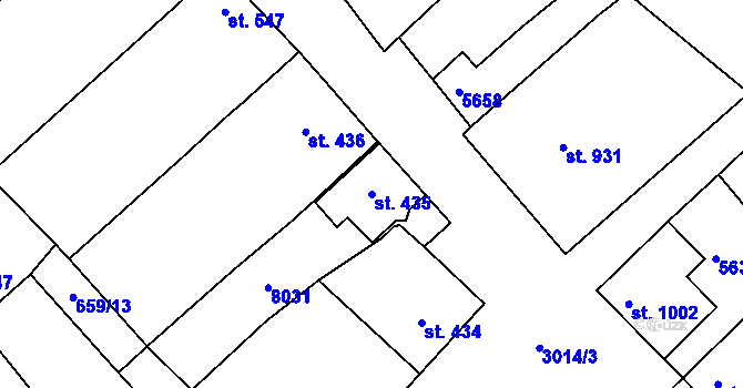 Parcela st. 435 v KÚ Březí u Mikulova, Katastrální mapa