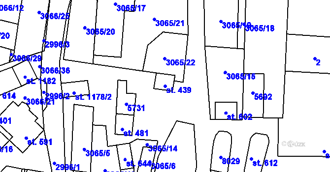 Parcela st. 439 v KÚ Březí u Mikulova, Katastrální mapa