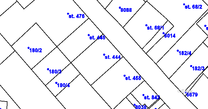 Parcela st. 444 v KÚ Březí u Mikulova, Katastrální mapa