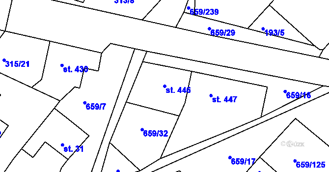 Parcela st. 446 v KÚ Březí u Mikulova, Katastrální mapa