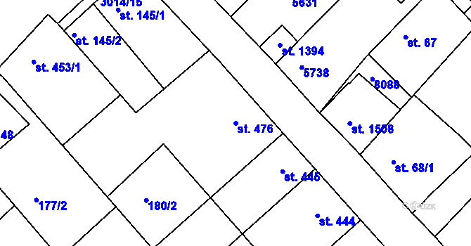 Parcela st. 476 v KÚ Březí u Mikulova, Katastrální mapa