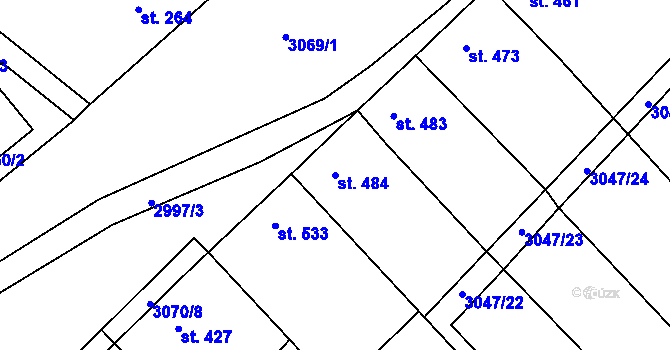 Parcela st. 484 v KÚ Březí u Mikulova, Katastrální mapa