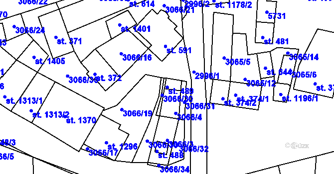 Parcela st. 489 v KÚ Březí u Mikulova, Katastrální mapa