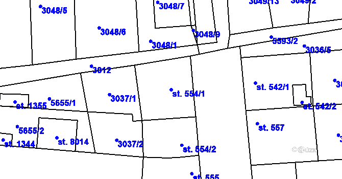 Parcela st. 554/1 v KÚ Březí u Mikulova, Katastrální mapa