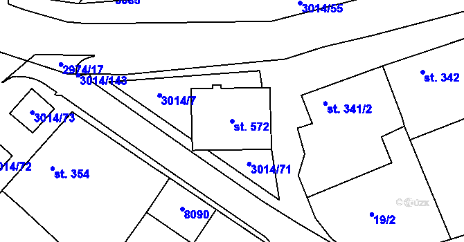 Parcela st. 572 v KÚ Březí u Mikulova, Katastrální mapa
