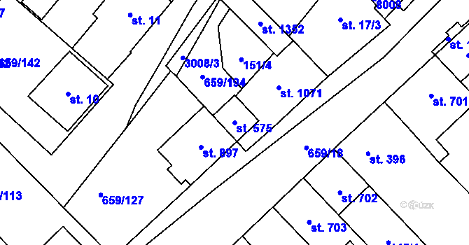 Parcela st. 575 v KÚ Březí u Mikulova, Katastrální mapa