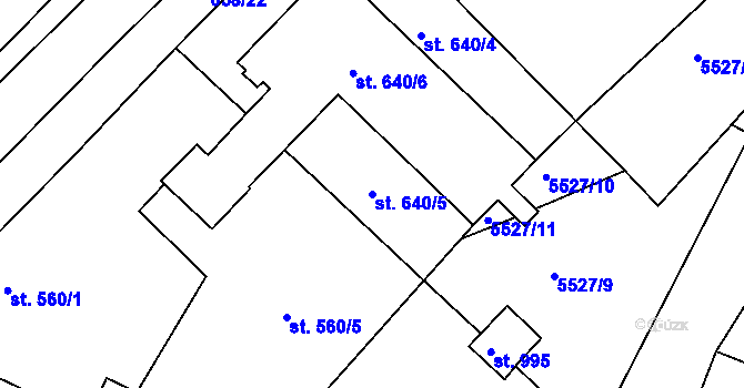 Parcela st. 640/5 v KÚ Březí u Mikulova, Katastrální mapa