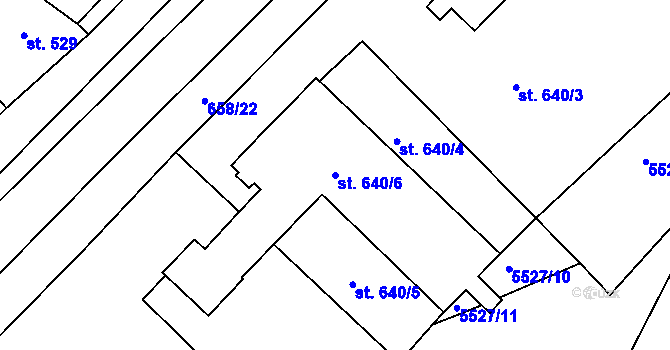 Parcela st. 640/6 v KÚ Březí u Mikulova, Katastrální mapa