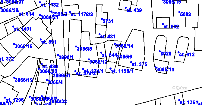 Parcela st. 644 v KÚ Březí u Mikulova, Katastrální mapa